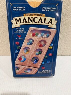 Cardinal Solid Wood Mancala Game - Blue Box with Multicolor Gemstones